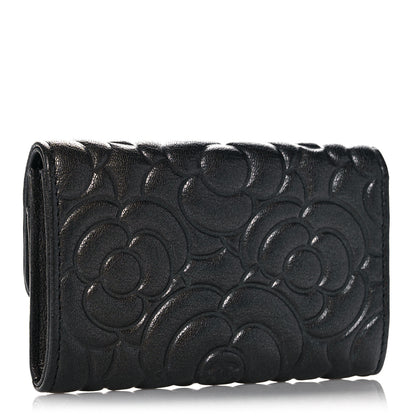 Chanel Goatskin Camellia Embossed Flap Card Holder Wallet Grey 3 of 9