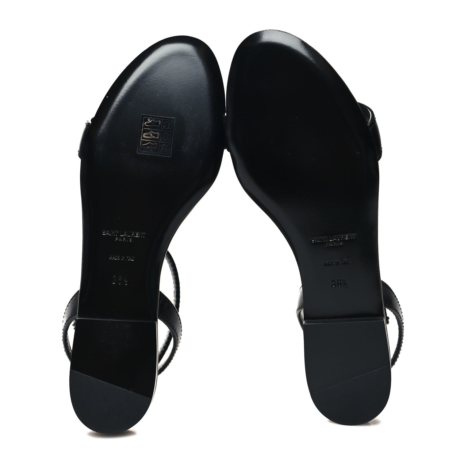 Saint Laurent Calfskin Le Maillon Flat Sandals 36.5 Black 5 of 8