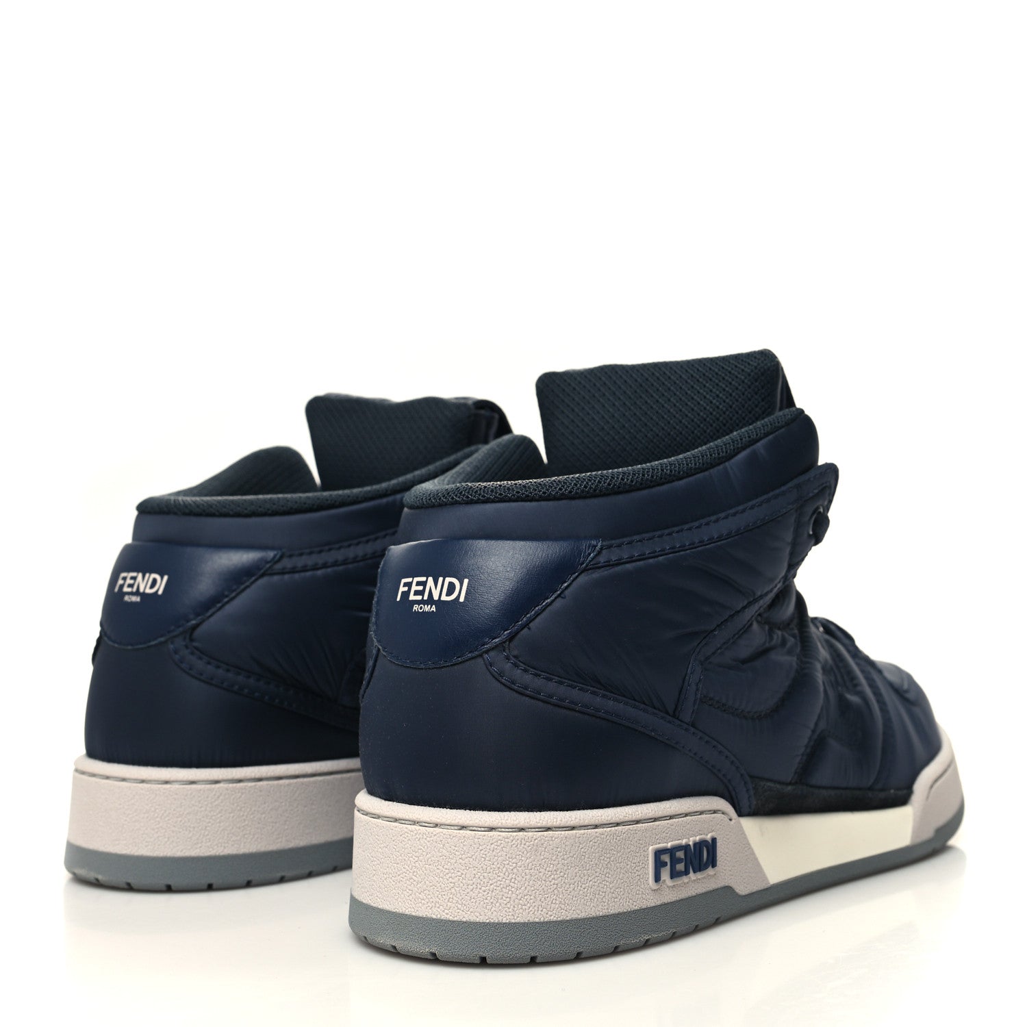 Fendi Nylon Mens Baguette Match High Top Sneakers 12 Blue Grey 4 of 9