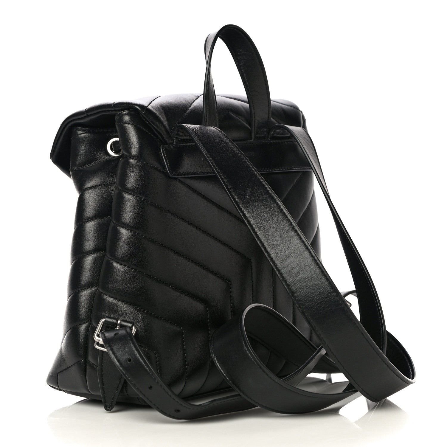 Saint Laurent Calfskin Y Quilted Monogram Small Loulou Backpack Black 3 of 13