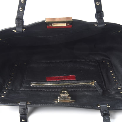 Valentino Garavani Vitello Small Rockstud Tote Black 4 of 12