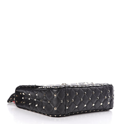 Valentino Garavani Lambskin VLTN Print Medium Rockstud Spike Shoulder Bag Black 4 of 16
