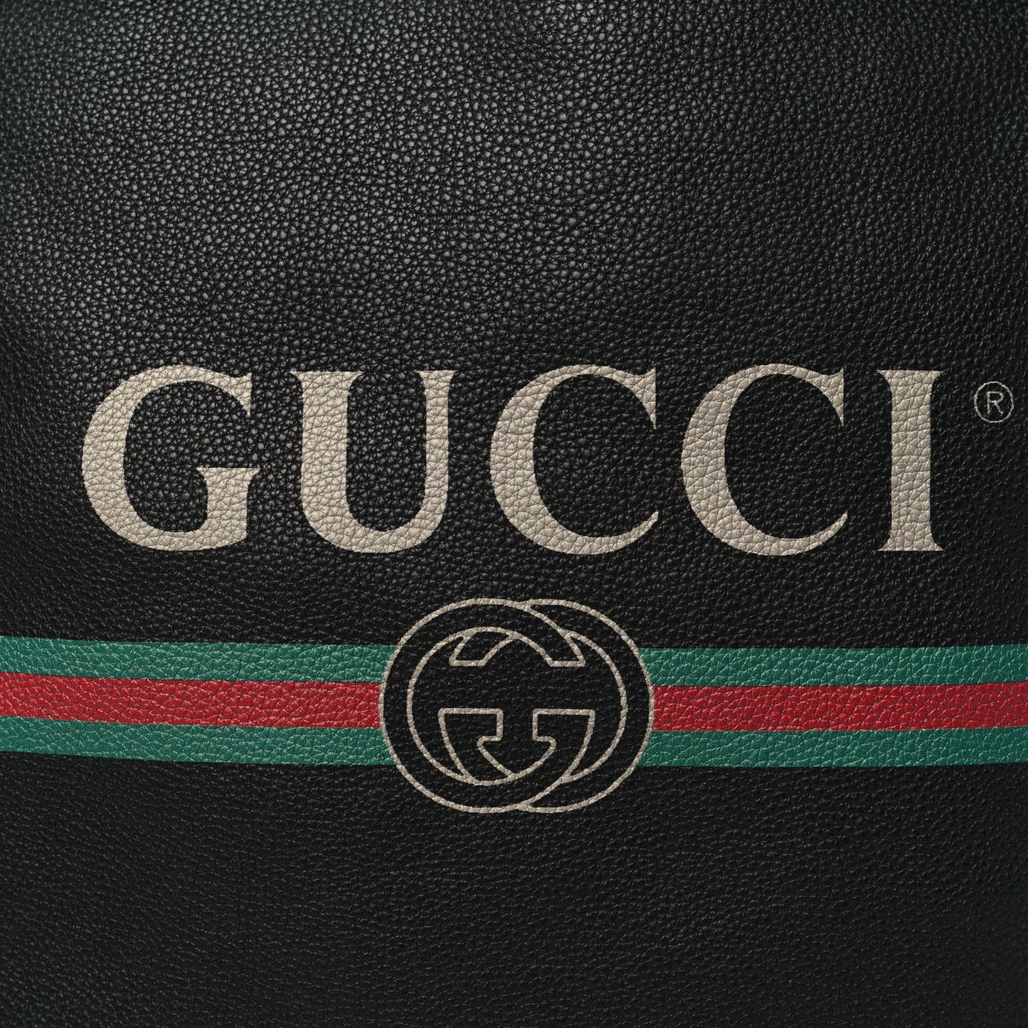 Calfskin Logo Drawstring Backpack Black