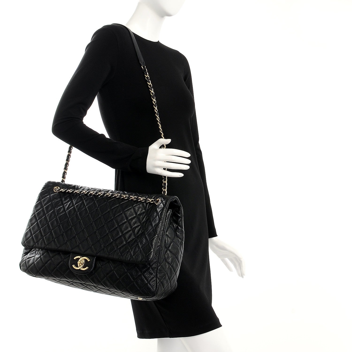 Chanel Calfskin Quilted XXL Travel Flap Bag Black 2 of 8