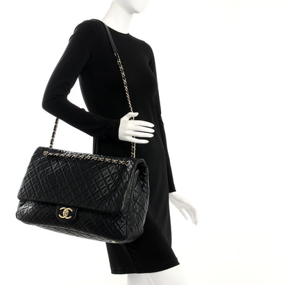 Chanel Calfskin Quilted XXL Travel Flap Bag Black 2 of 8