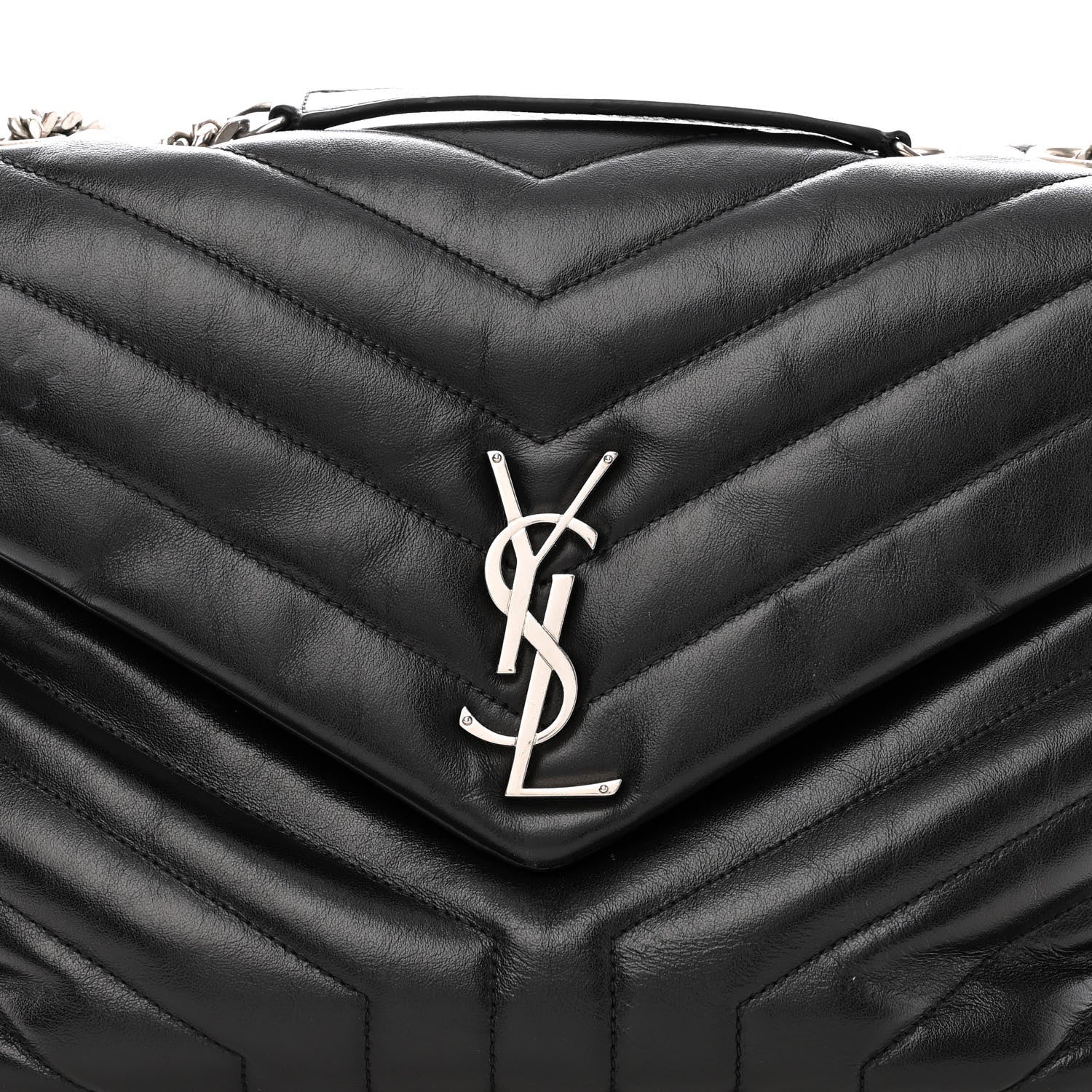 Saint Laurent Calfskin Y Quilted Monogram Medium Loulou Chain Satchel Black 8 of 17
