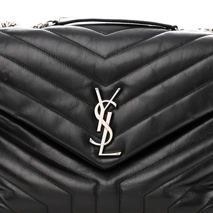 Saint Laurent Calfskin Y Quilted Monogram Medium Loulou Chain Satchel Black 8 of 17
