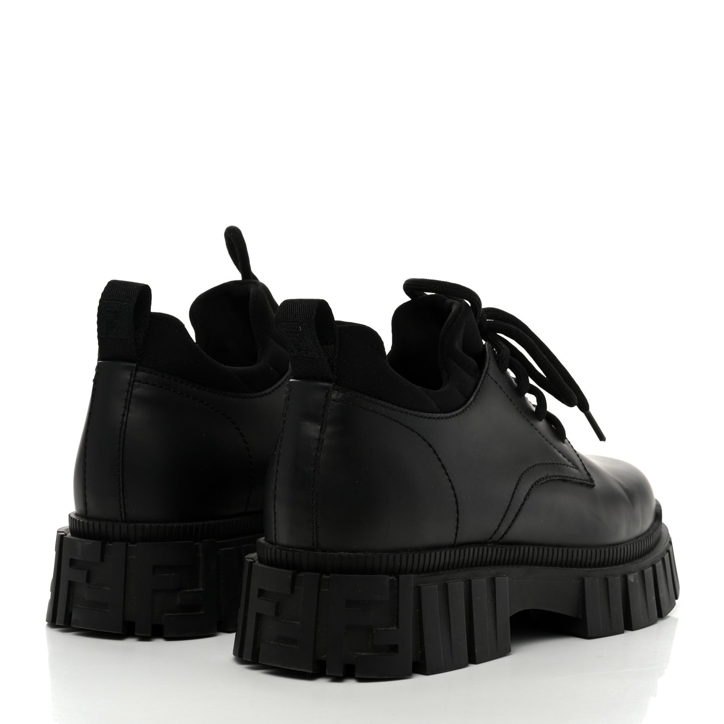 Vitello Abrasivato Lycra Womens Fendi Force Lace Up Oxfords 40.5 Black