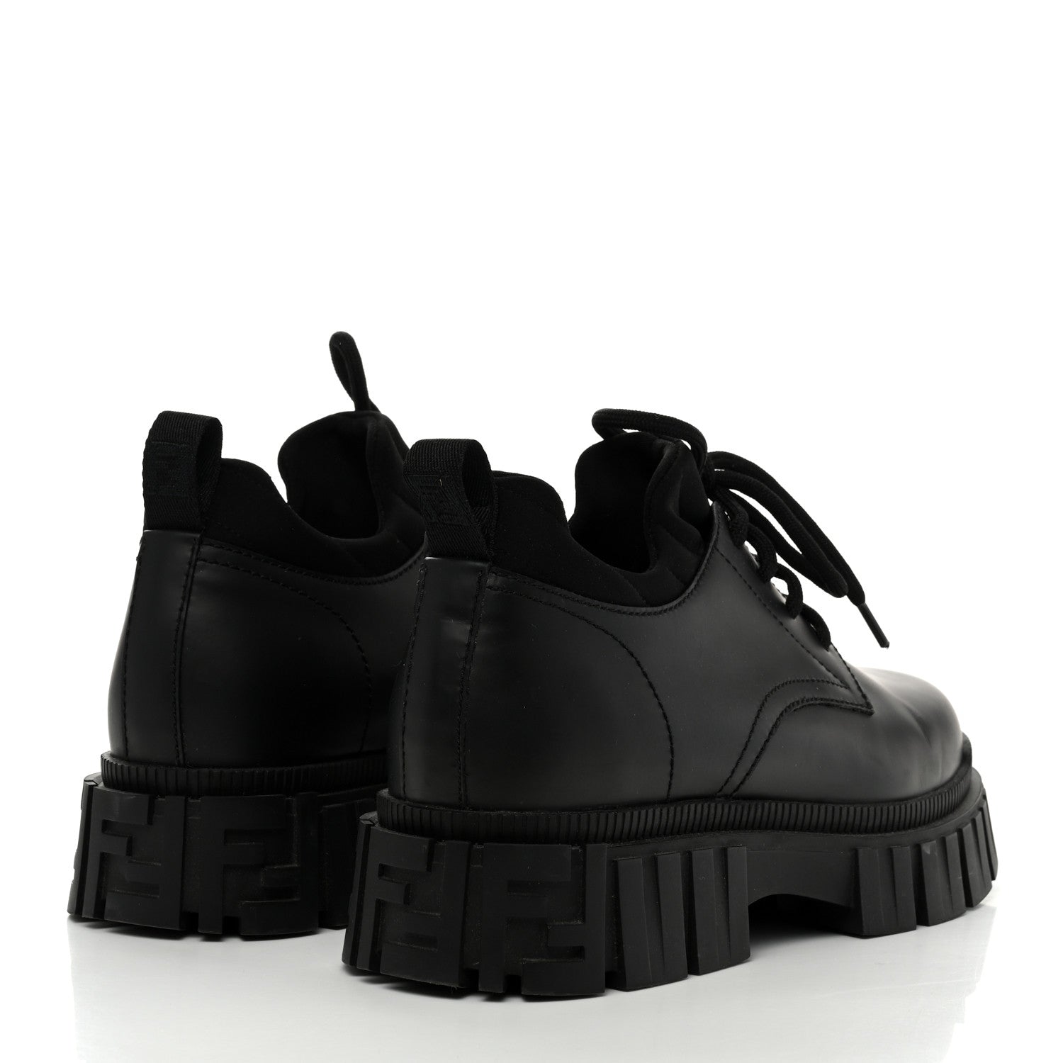 Fendi Vitello Abrasivato Lycra Womens Fendi Force Lace Up Oxfords 40.5 Black 4 of 9