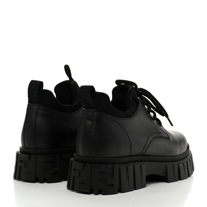 Fendi Vitello Abrasivato Lycra Womens Fendi Force Lace Up Oxfords 40.5 Black 4 of 9