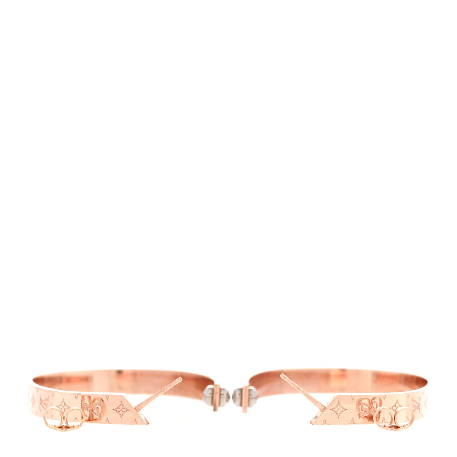 Louis Vuitton Nanogram Hoop Earrings Pink Gold 3 of 6