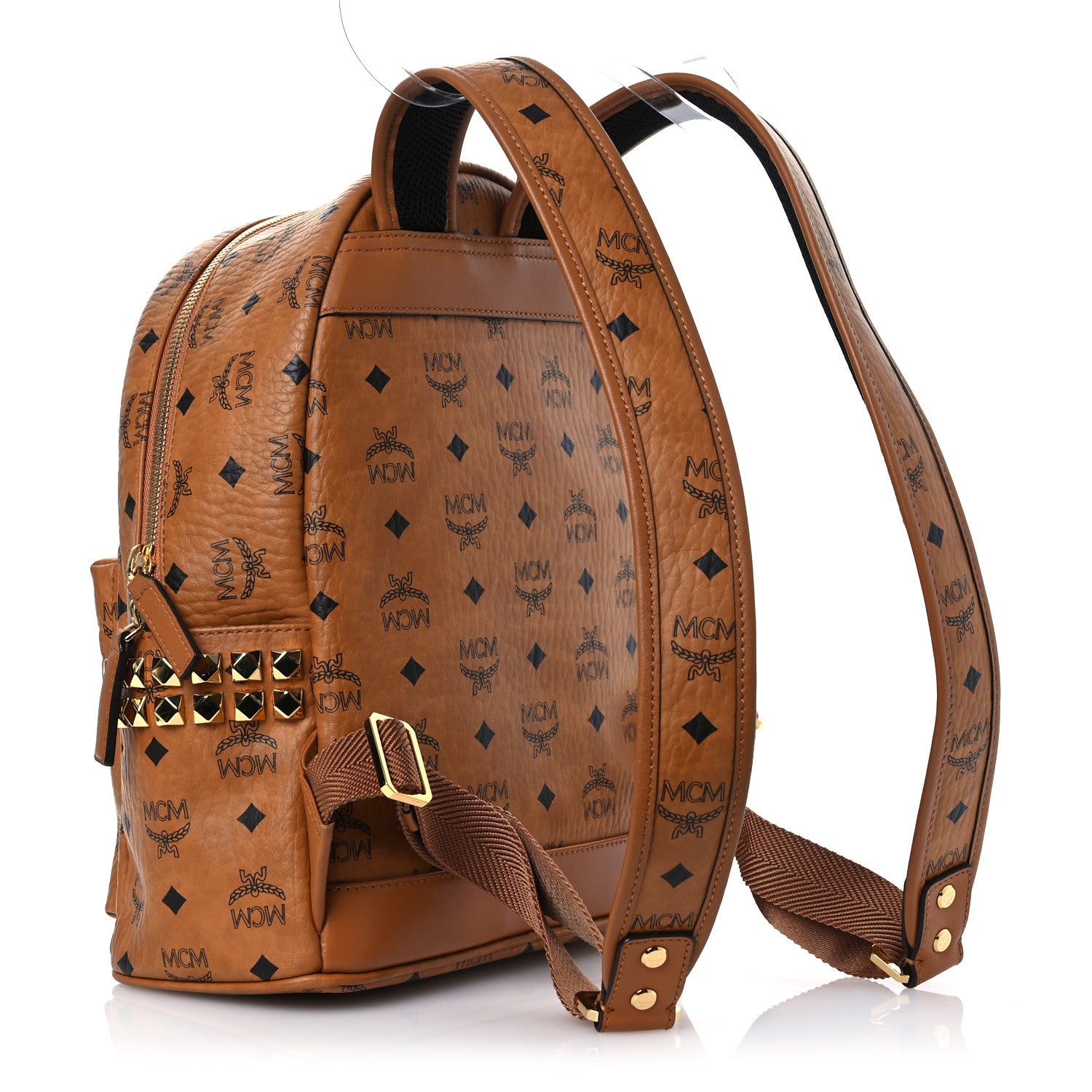 MCM Visetos Small Side Stud Stark Backpack Cognac 3 of 13