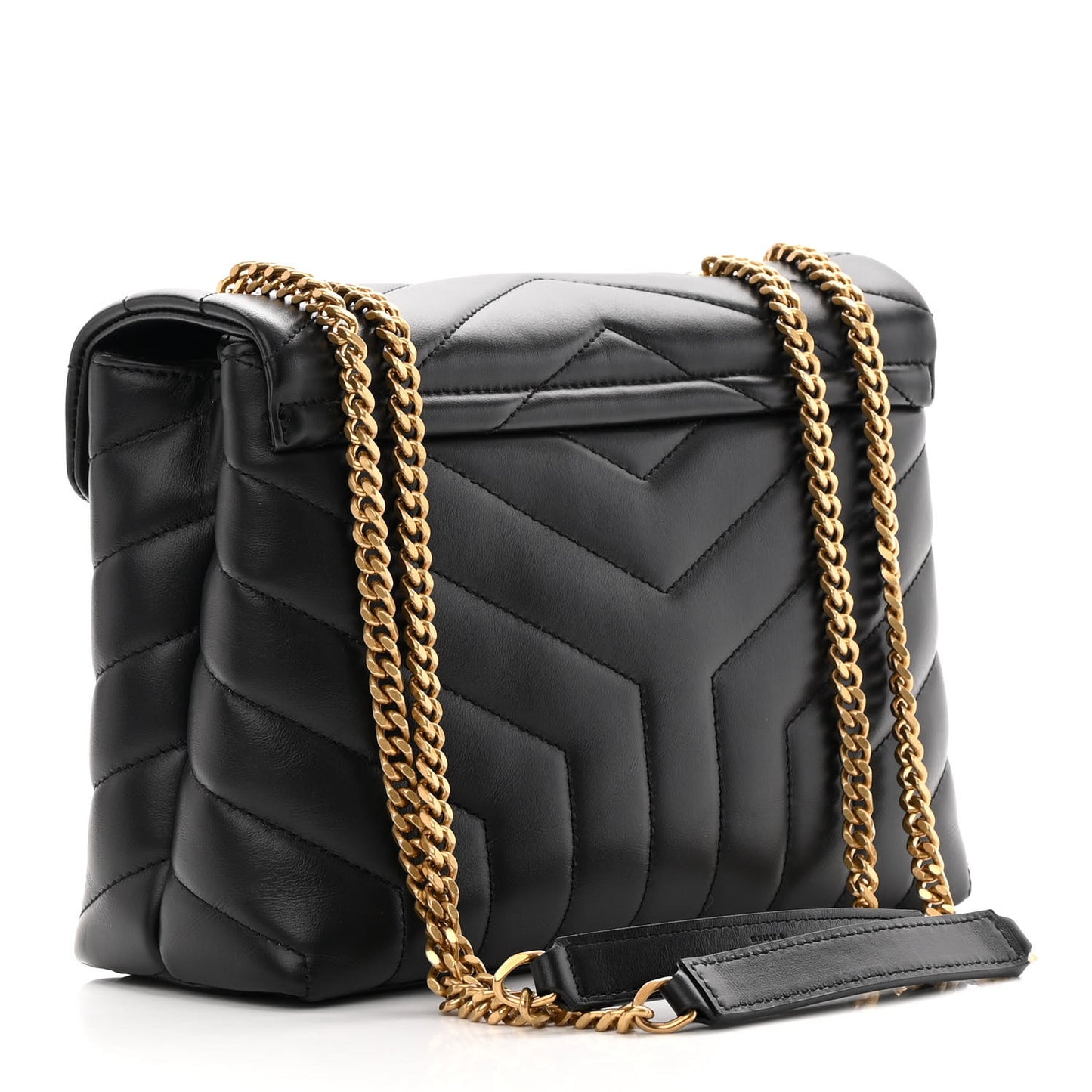 Calfskin Y Quilted Monogram Small Loulou Chain Satchel Black