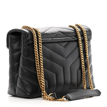Saint Laurent Calfskin Y Quilted Monogram Small Loulou Chain Satchel Black 3 of 13