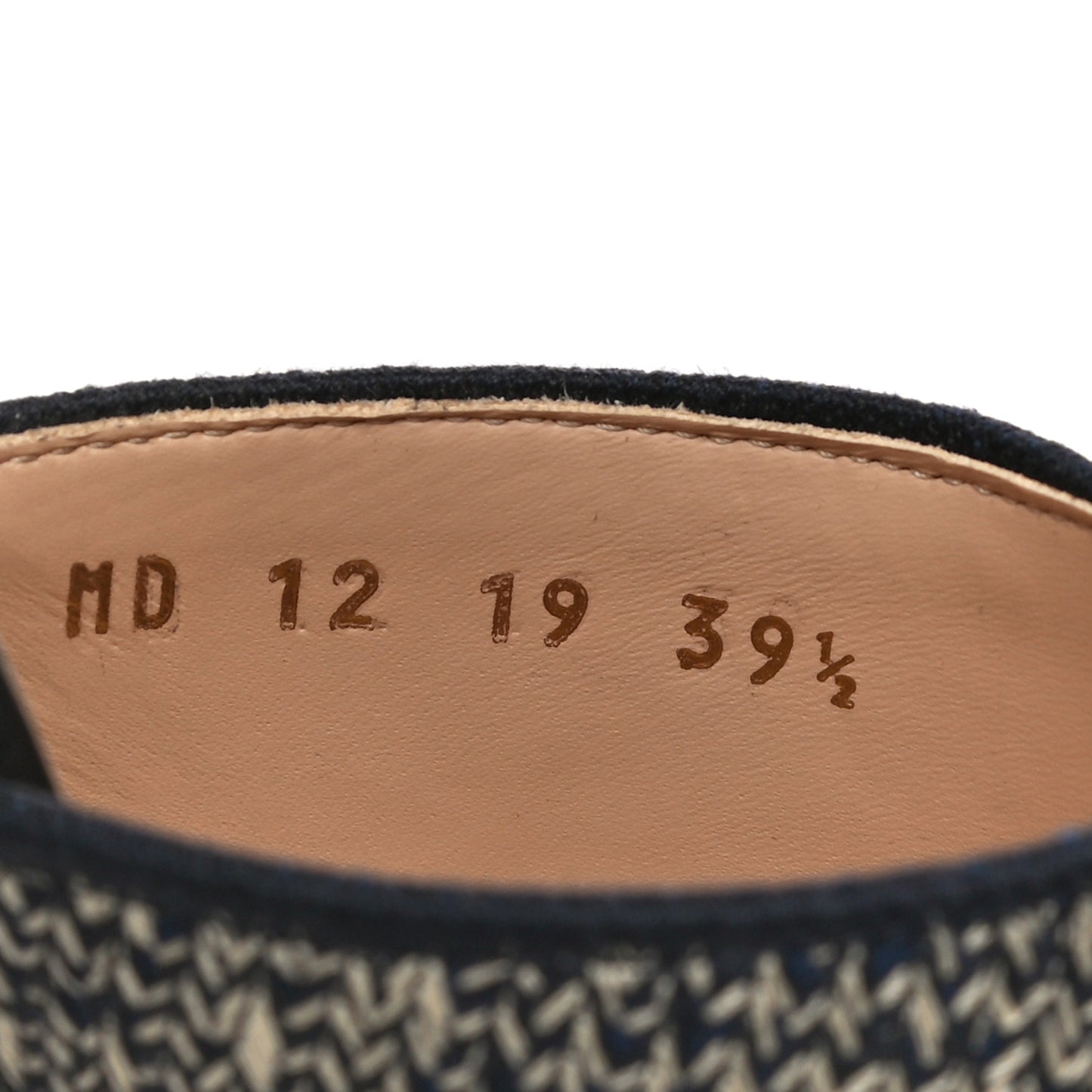 Cotton Embroidered Dway 85mm Slide Sandals 39.5 Deep Blue
