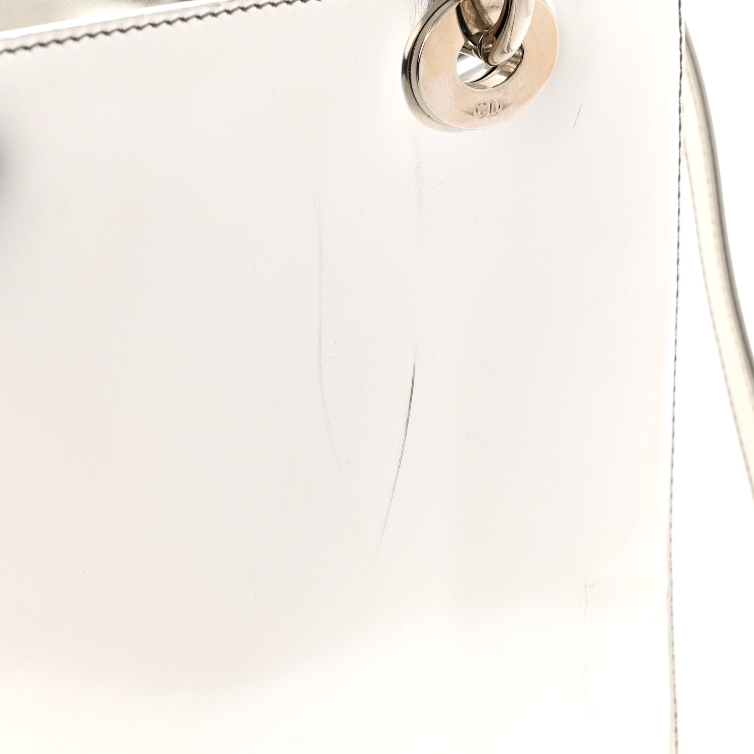 Christian Dior Metallic Patent Calfskin Medium Lady Dior Silver 12 of 15