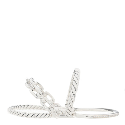 David Yurman Sterling Silver Diamond Wellesley Link Four-Row Cuff Bracelet 3 of 4