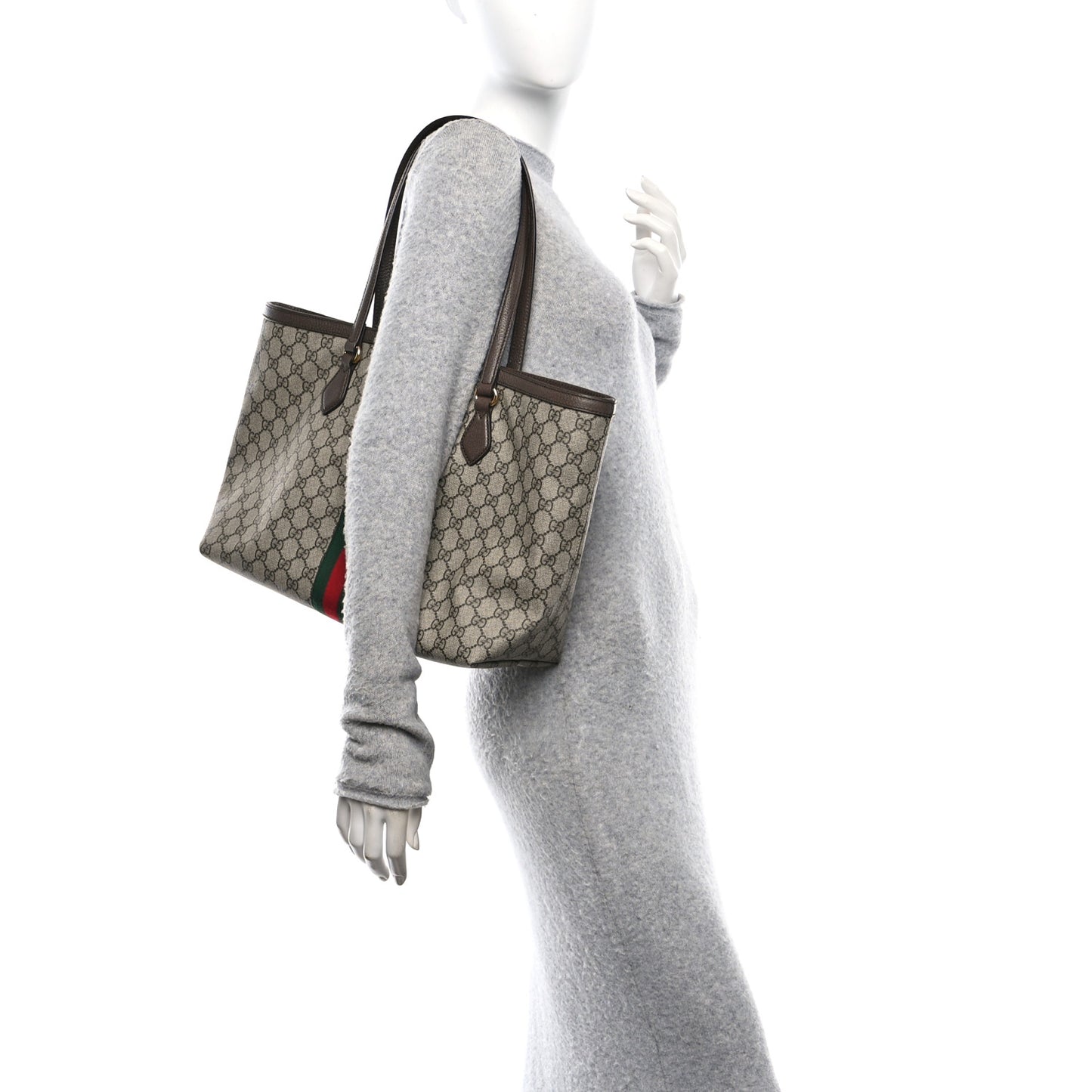 GG Supreme Monogram Medium Ophidia Shopping Tote Brown