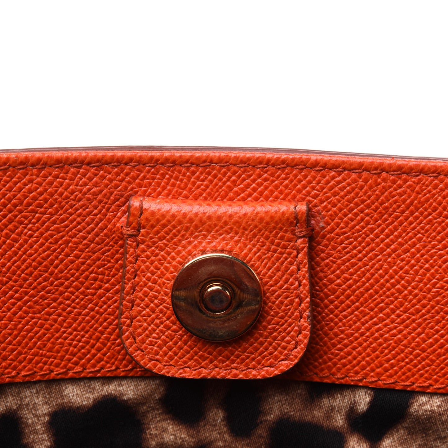Textured Calfskin Bucket Tote Orange