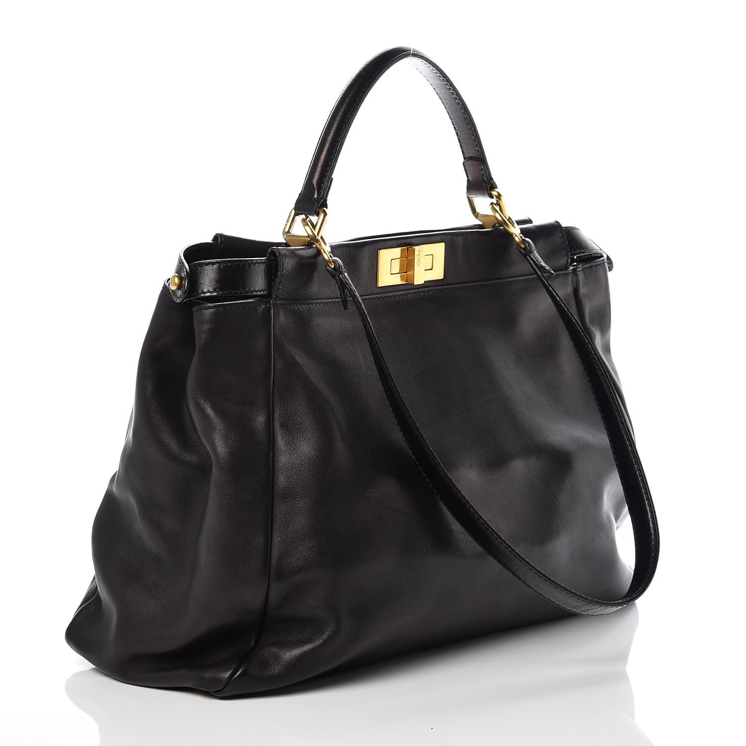 Fendi Vitello Saddle Large Peekaboo Iconic Satchel Black 3 of 10