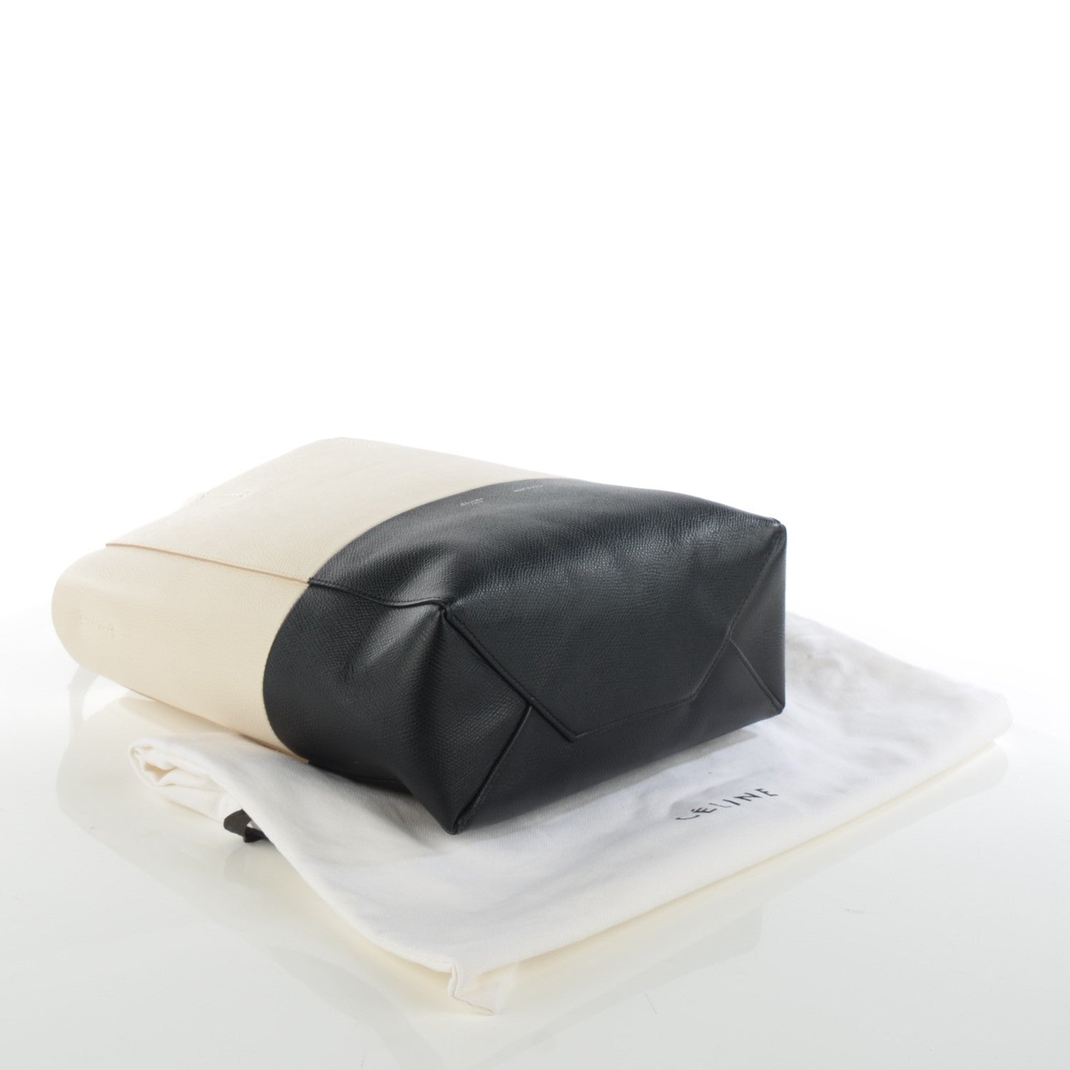 Celine Grained Calfskin Small Vertical Bi-Cabas Cream Black 4 of 7
