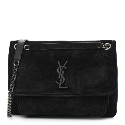 Saint Laurent Suede Monogram Medium Niki Chain Satchel Black 1 of 15