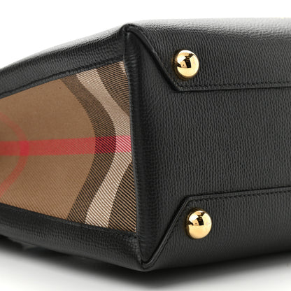 Burberry Derby Calfskin House Check Small Banner Tote Black 9 of 10