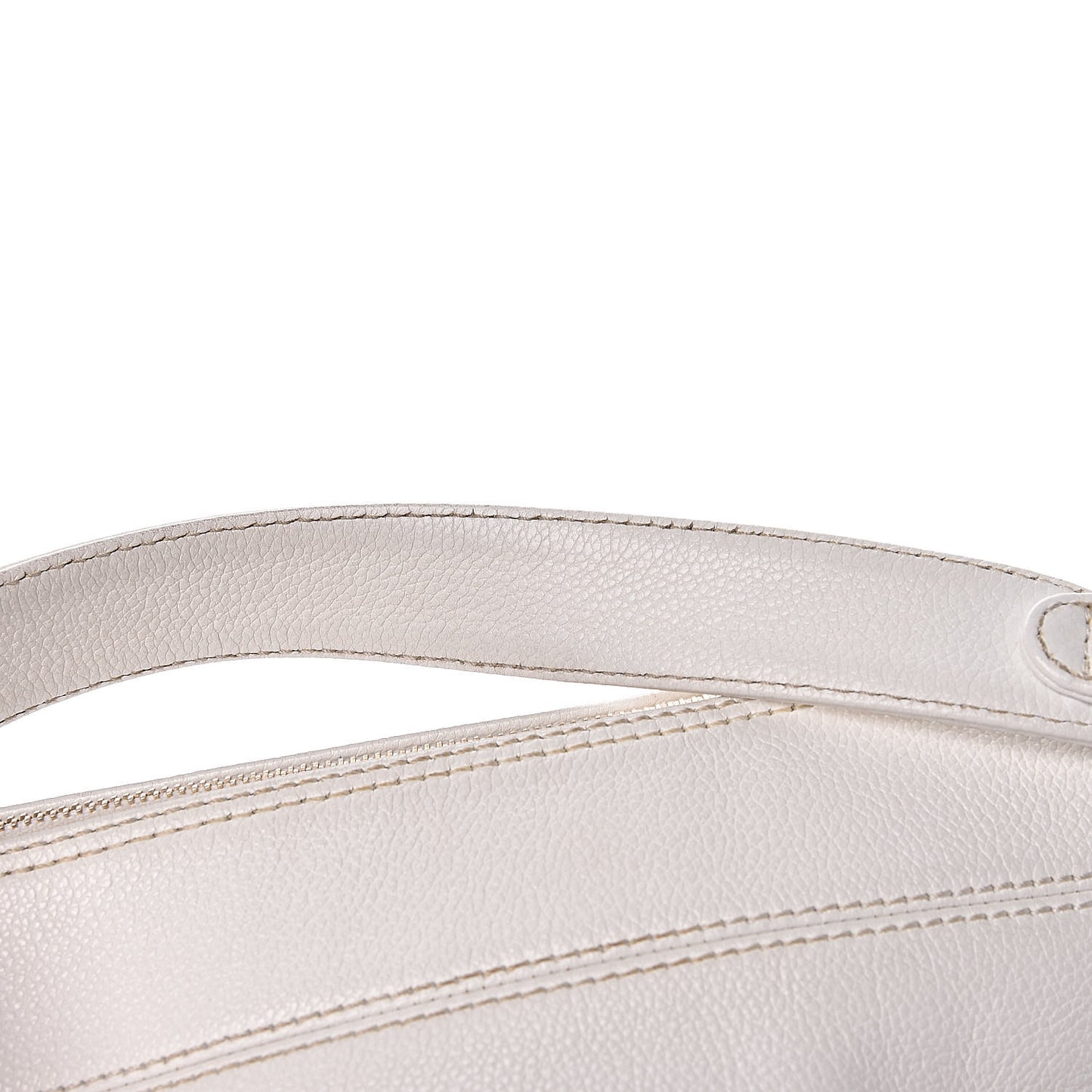 Grained Calfskin CC Shoulder Bag White