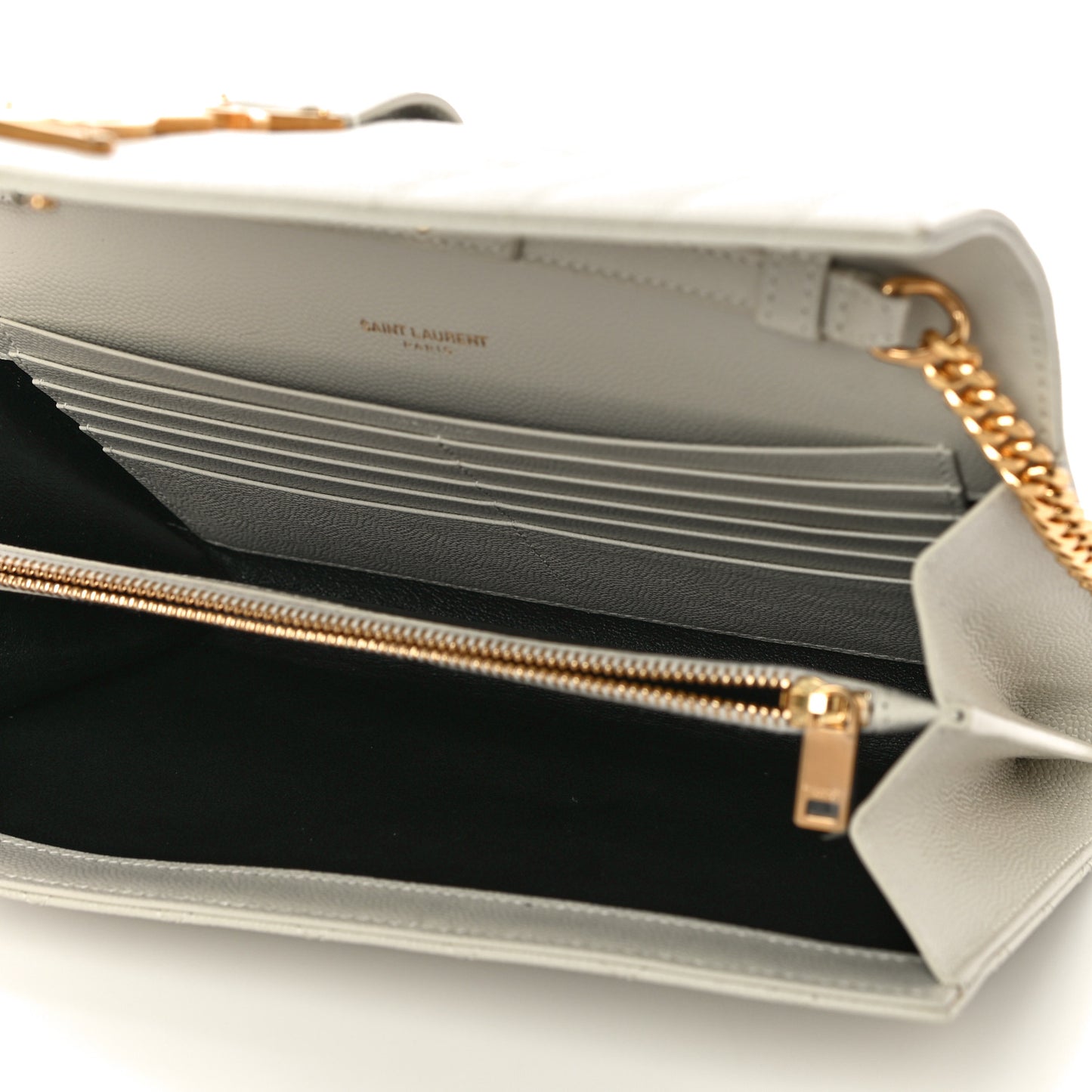 Grain De Poudre Mixed Matelasse Triquilt Monogram Chain Wallet Crema Soft