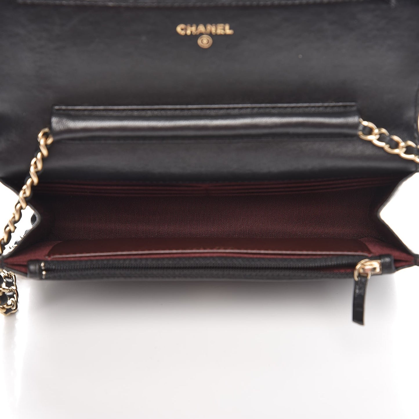 Lambskin Quilted Wallet On Chain WOC Black