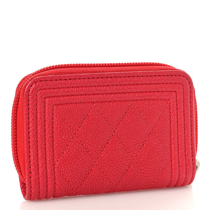 Chanel Caviar Quilted Boy Zip Around Coin Purse Wallet Red 3 of 10
