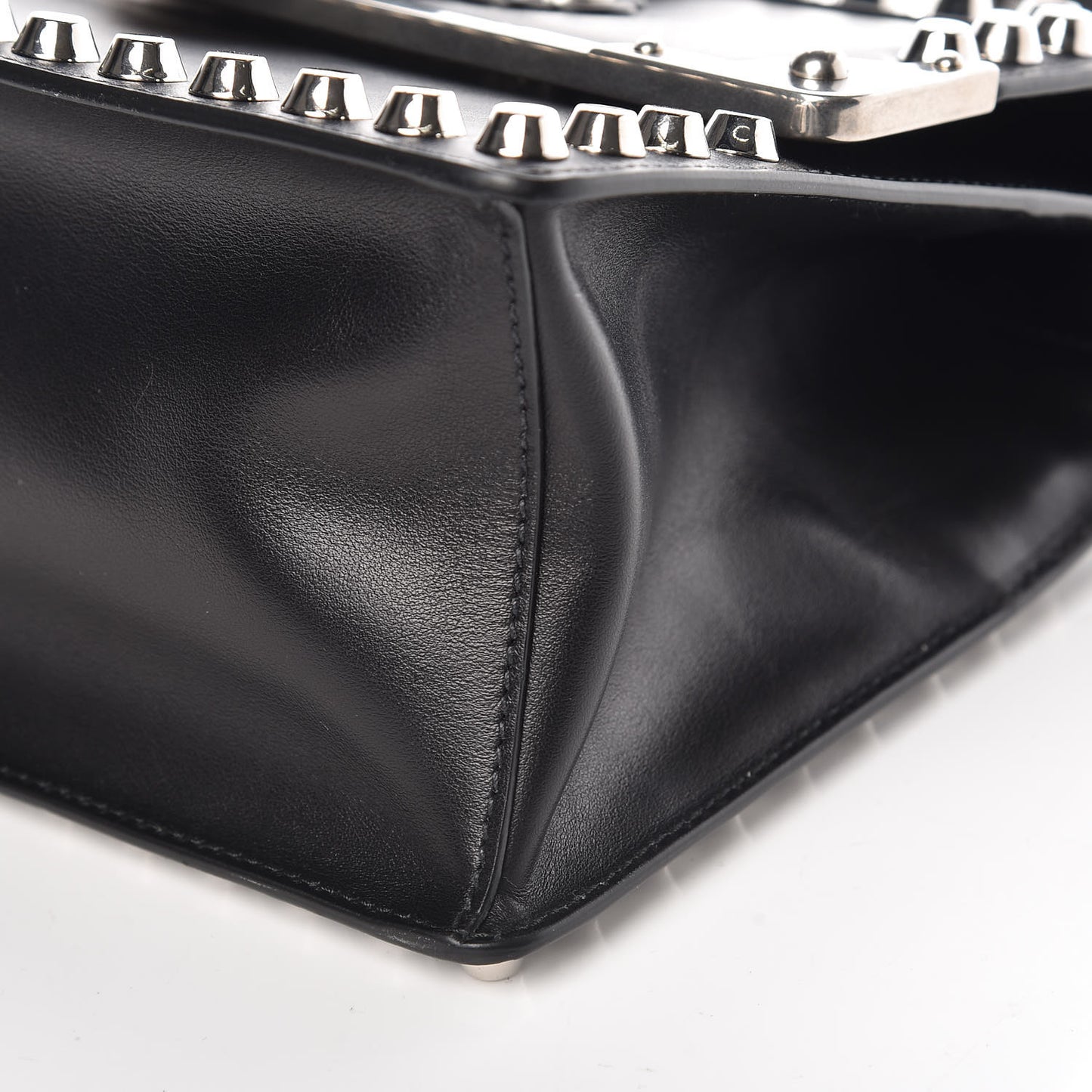 City Calfskin Saffiano Studded Cahier Bag Black