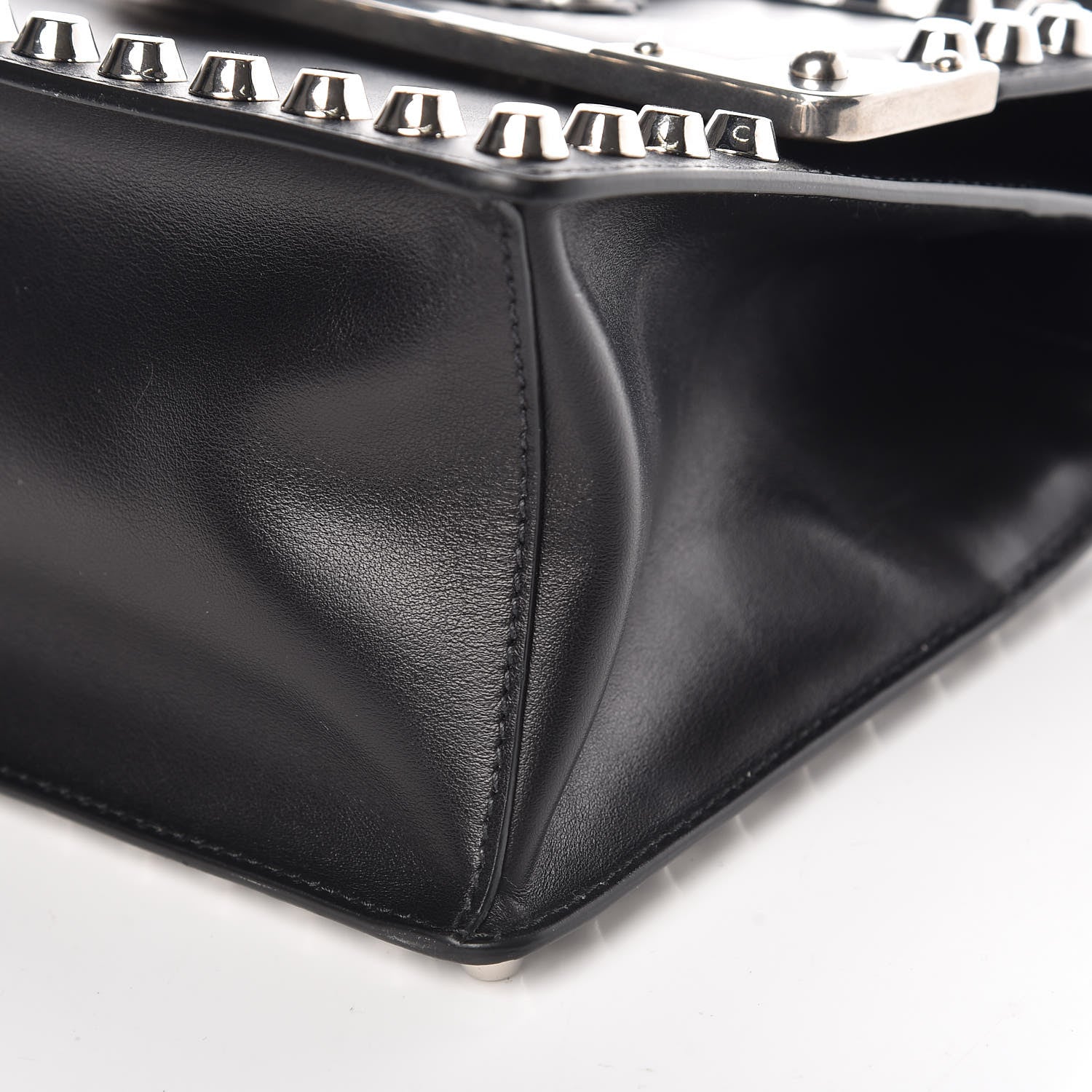 Prada City Calfskin Saffiano Studded Cahier Bag Black 9 of 9