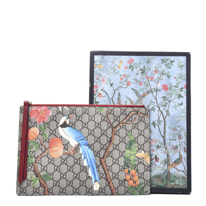 Gucci GG Supreme Monogram Tian Large Zip Pouch Beige Multicolor Red 14 of 14