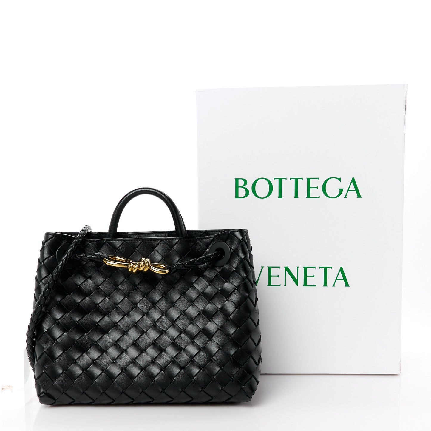 Nappa Intrecciato Small Andiamo Shoulder Bag Black