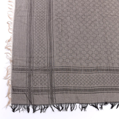 Gucci Wool Silk GG Monogram Diamante Plaid Surviee Shawl Beige Dark Brown 2 of 4