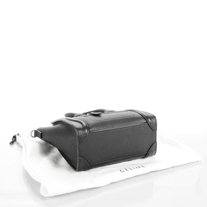 Celine Drummed Calfskin Nano Luggage Black 4 of 7