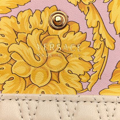 Versace Lambskin Quilted Virtus Chain Card Holder Ecru 6 of 9