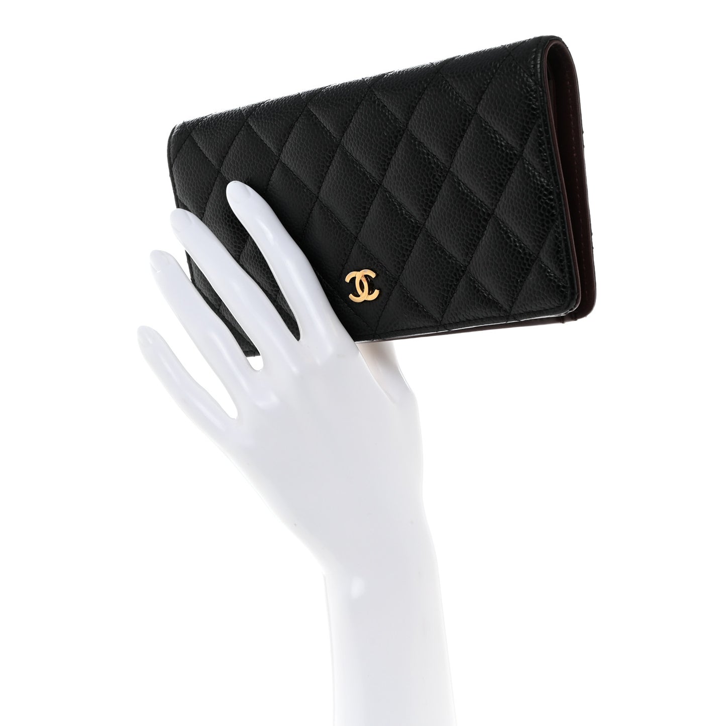 Caviar Quilted Yen Wallet Black