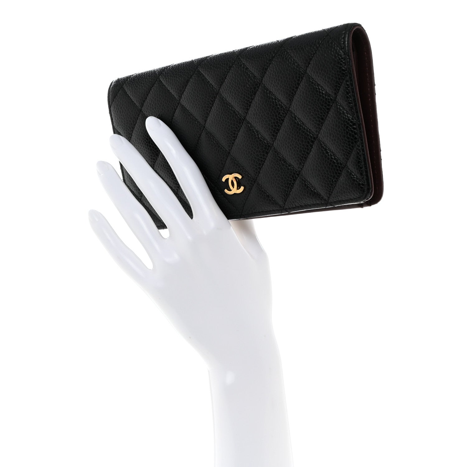 Chanel Caviar Quilted Yen Wallet Black 2 of 8