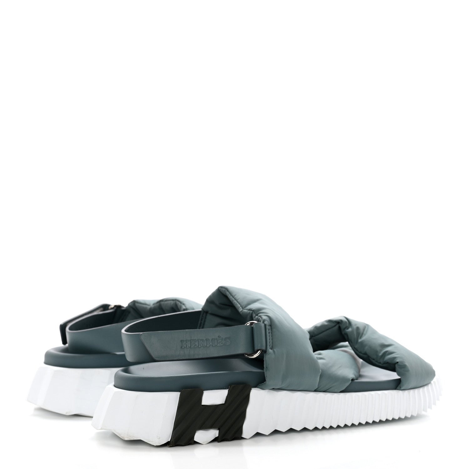Hermes Parachute Fabric Calfskin Womens Electric Sandals 40 Bleu Bleu Pinede 4 of 14