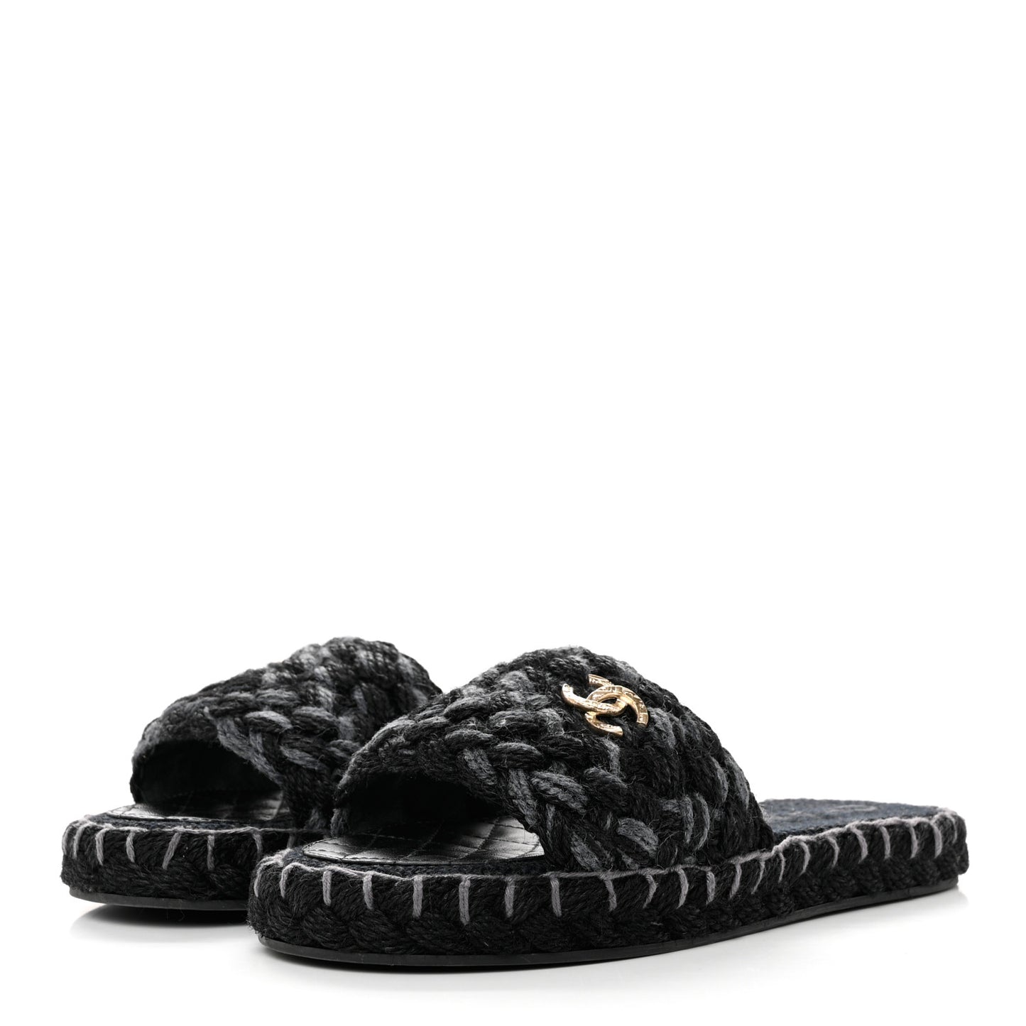 Cord Braided CC Mules 39 Black