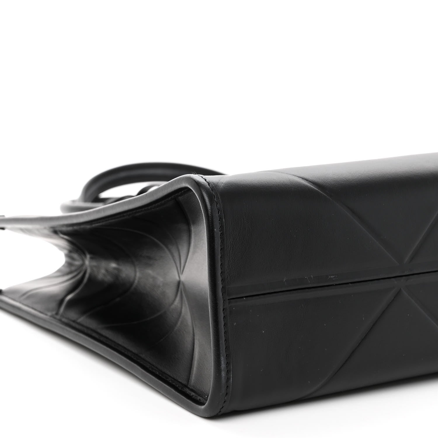 Prada Soft Calfskin Triangolo Symbole Embossed Medium Tote Black 8 of 9