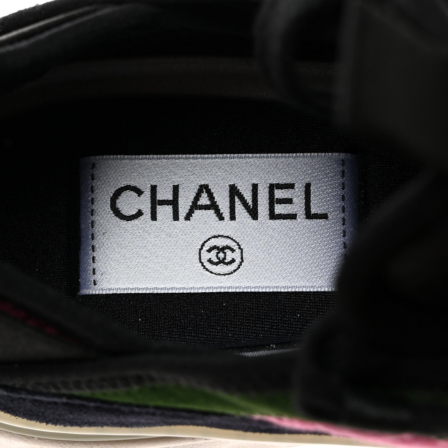 Chanel Fabric Suede Calfskin CC Sneakers 35.5 Dark Pink Green 6 of 9