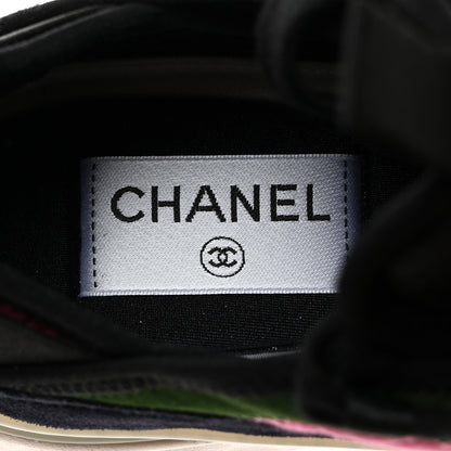 Chanel Fabric Suede Calfskin CC Sneakers 35.5 Dark Pink Green 6 of 9