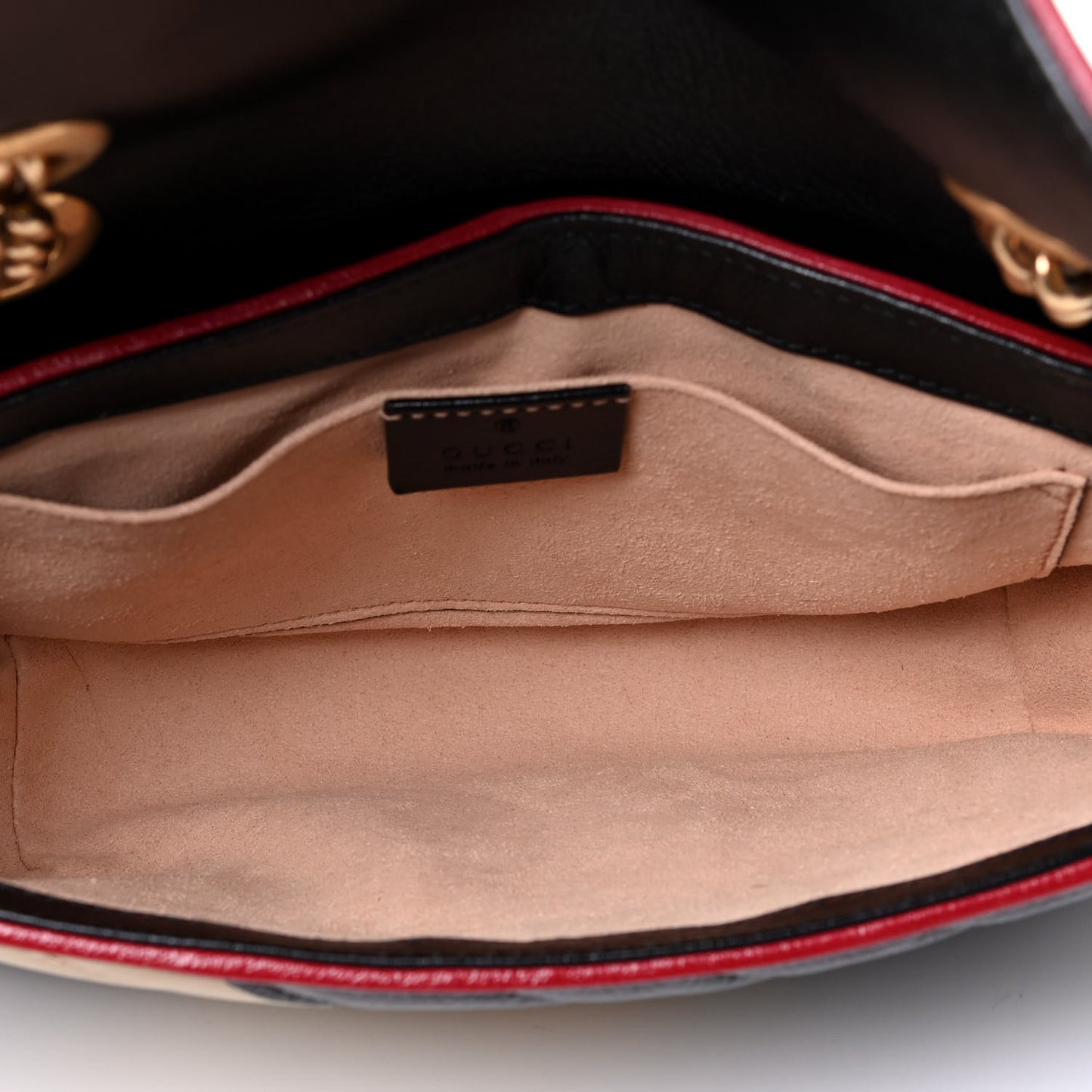 Azalea Calfskin Matelasse Diagonal Patchwork Mini Torchon GG Marmont Shoulder Bag Black Beige Romantic Cerise
