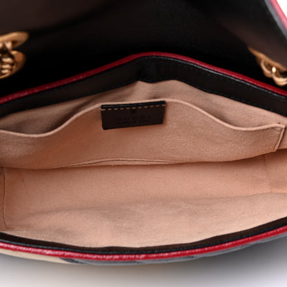 Gucci Azalea Calfskin Matelasse Diagonal Patchwork Mini Torchon GG Marmont Shoulder Bag Black Beige Romantic Cerise 4 of 4