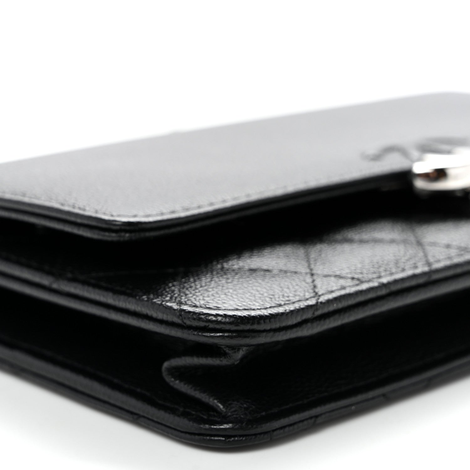 Chanel Grained Calfskin Quilted CC Box Wallet On Chain WOC Black 10 of 11