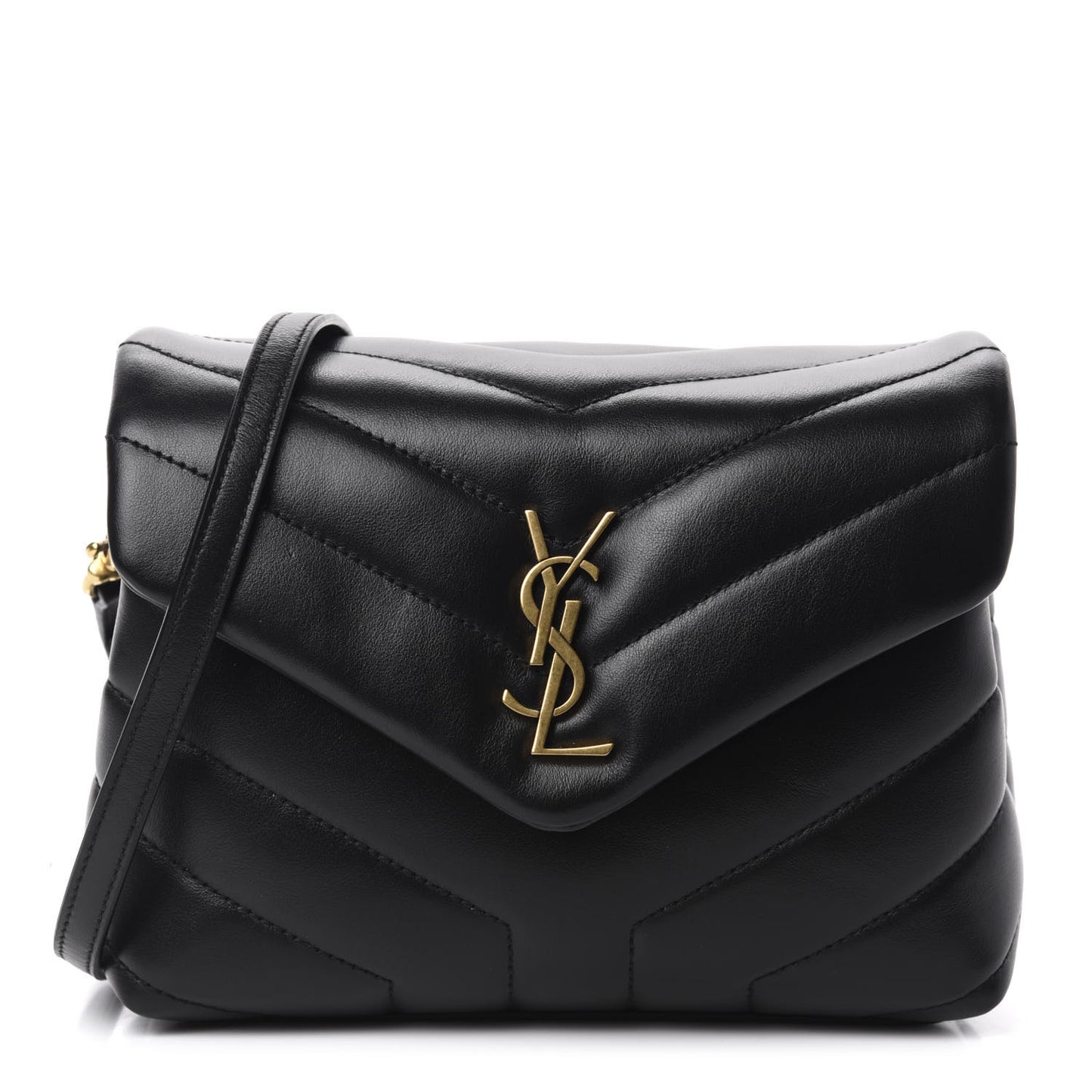 Calfskin Y Quilted Monogram Toy Loulou Crossbody Bag Black