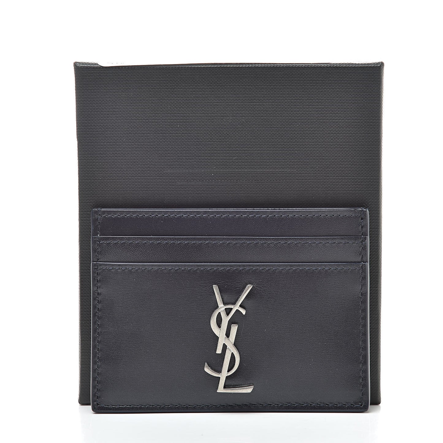 Calfskin Monogram Credit Card Case Dark Notte